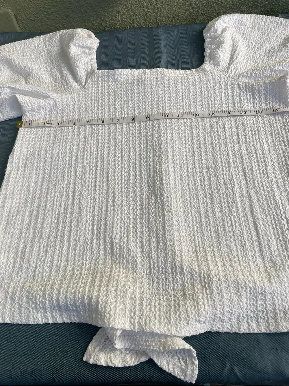 LOFT White Puff Sleeve Textured Square Neck Top XS